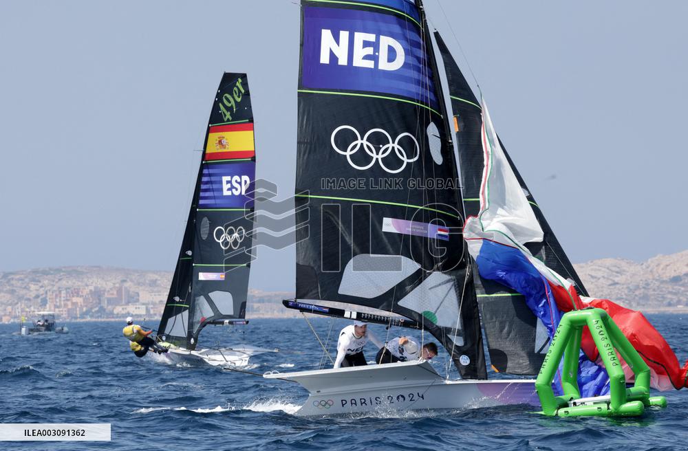Paris 2024 - Men's Skiff 49Erfx Class Medal Race - Team Spain Wins Gold