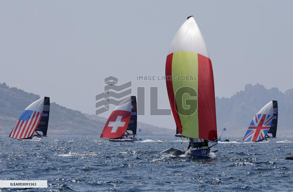 Paris 2024 - Men's Skiff 49Erfx Class Medal Race - Team Spain Wins Gold