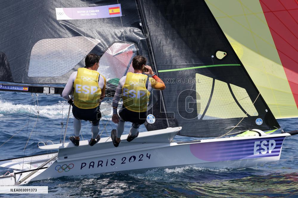 Paris 2024 - Men's Skiff 49Erfx Class Medal Race - Team Spain Wins Gold