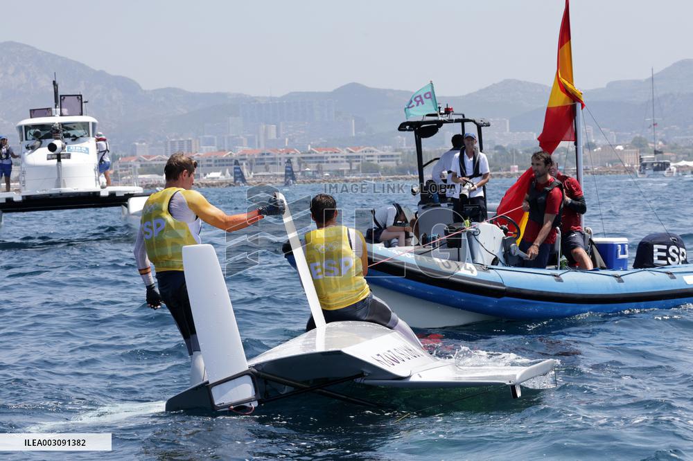 Paris 2024 - Men's Skiff 49Erfx Class Medal Race - Team Spain Wins Gold