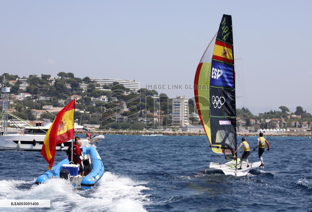 Paris 2024 - Men's Skiff 49Erfx Class Medal Race - Team Spain Wins Gold