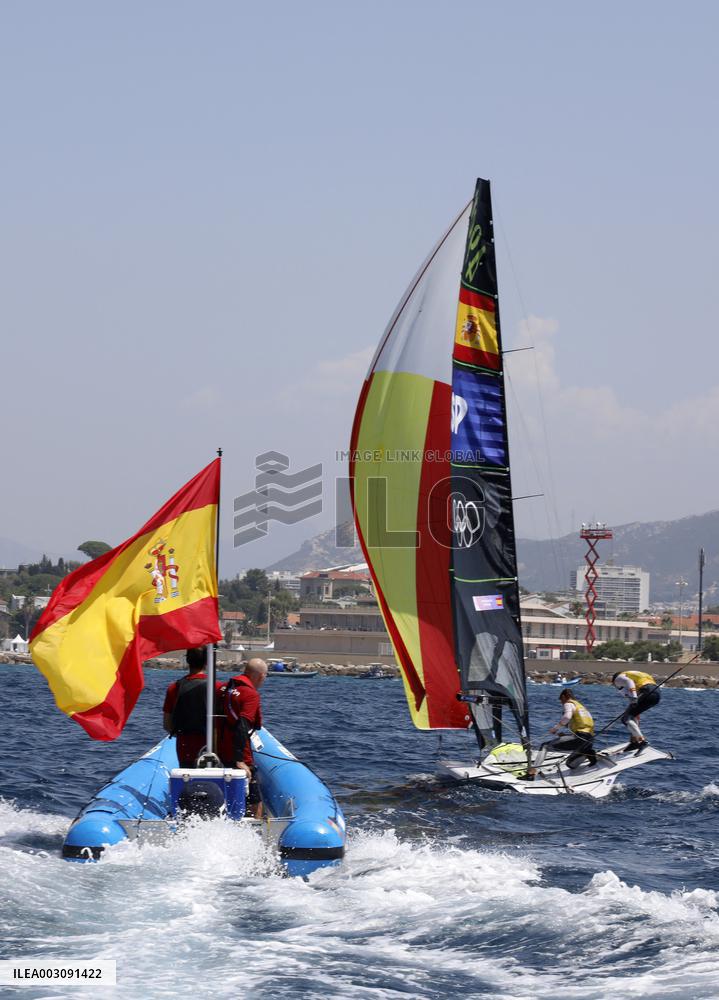 Paris 2024 - Men's Skiff 49Erfx Class Medal Race - Team Spain Wins Gold