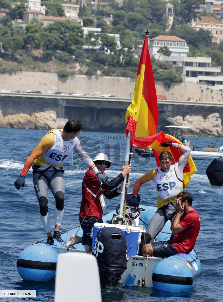 Paris 2024 - Men's Skiff 49Erfx Class Medal Race - Team Spain Wins Gold