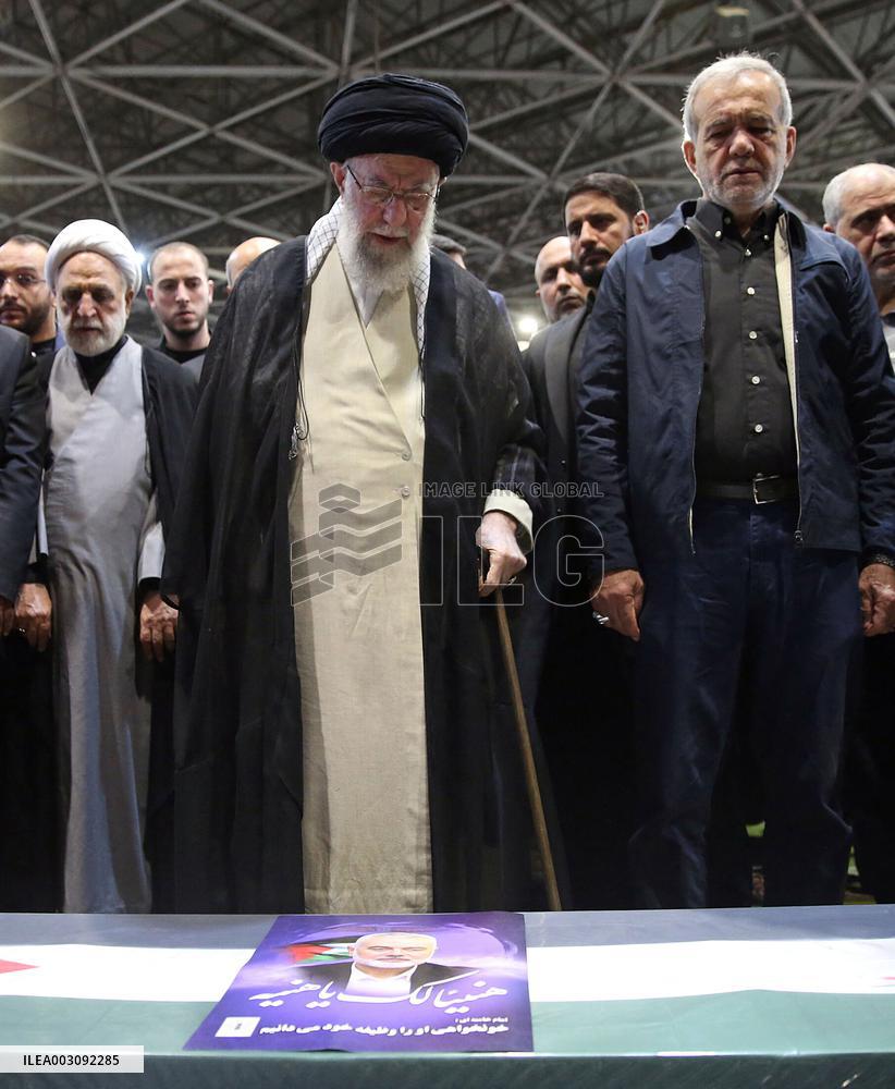 Iran’s Supreme Leader Prays Over Coffin of Ismail Haniyeh - Tehran