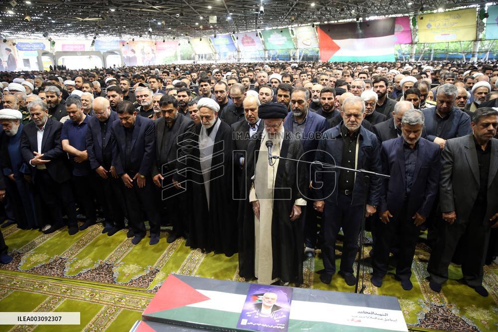 Iran’s Supreme Leader Prays Over Coffin of Ismail Haniyeh - Tehran