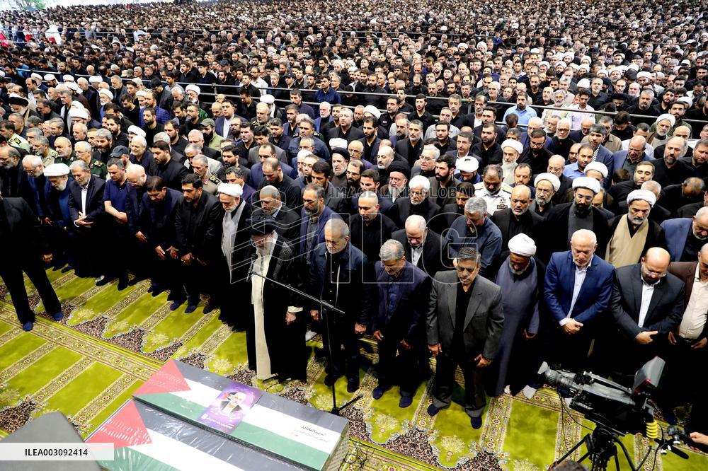 Iran’s Supreme Leader Prays Over Coffin of Ismail Haniyeh - Tehran