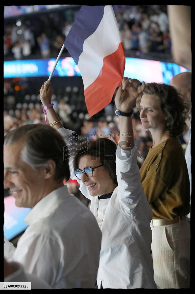 Paris 2024 - Rachida Dati Celebrates Gold Medal of Leon Marchand
