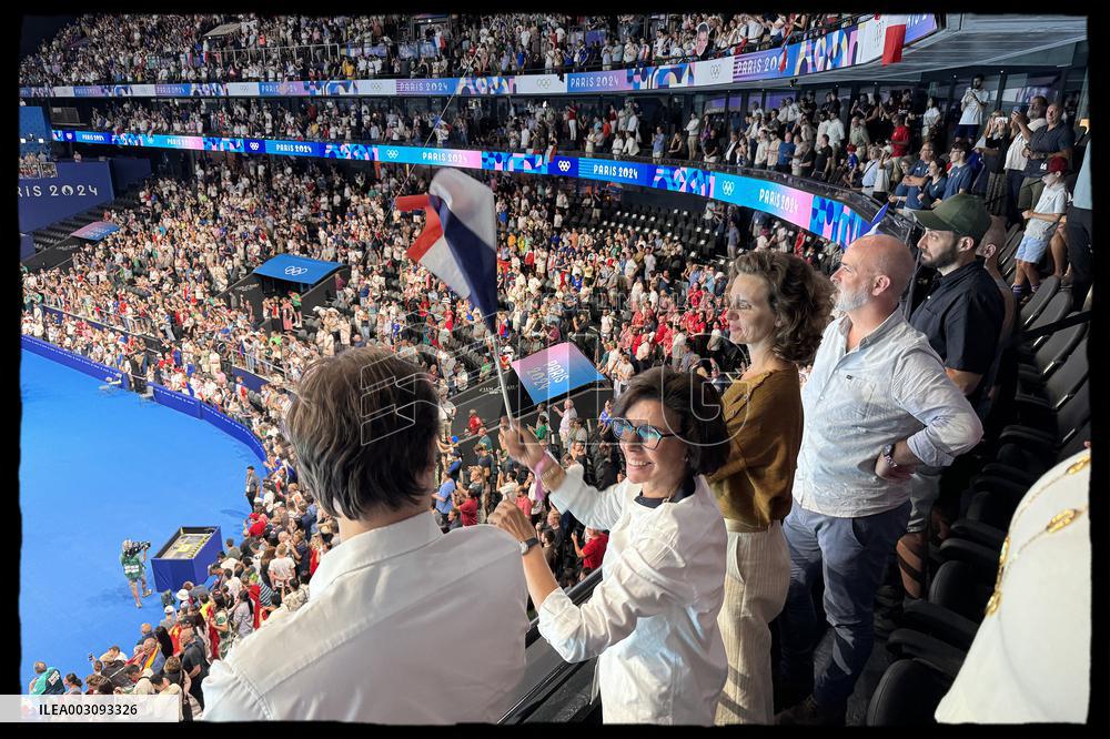 Paris 2024 - Rachida Dati Celebrates Gold Medal of Leon Marchand