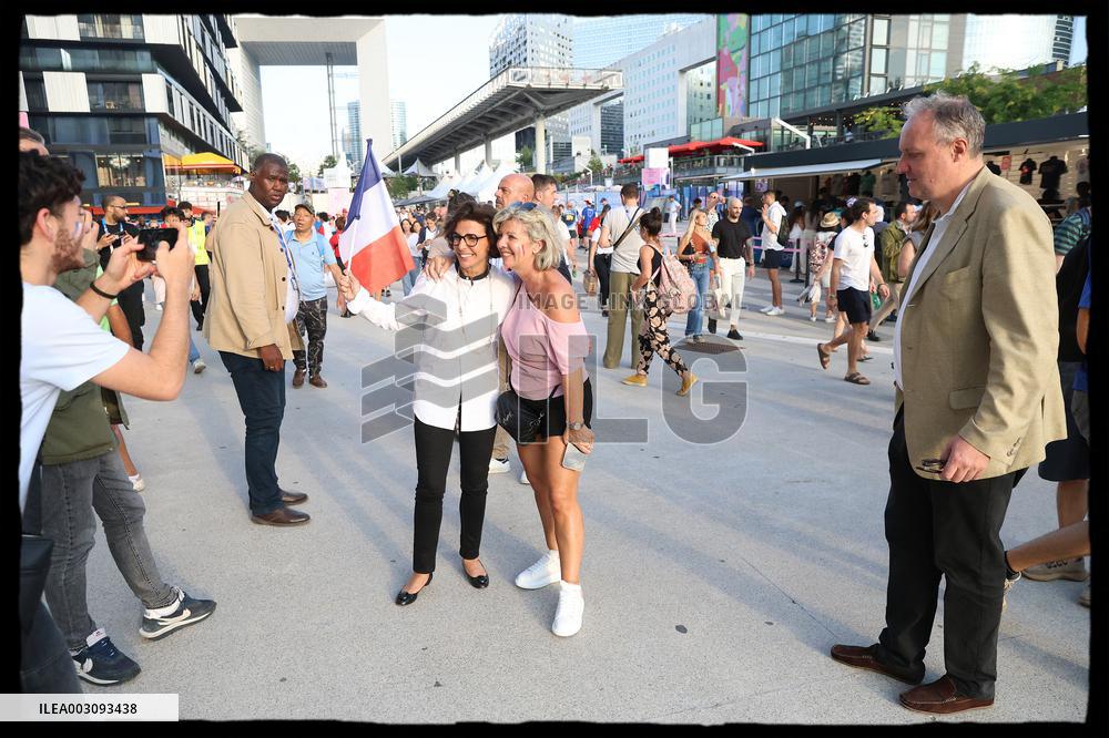 Paris 2024 - Rachida Dati Celebrates Gold Medal of Leon Marchand
