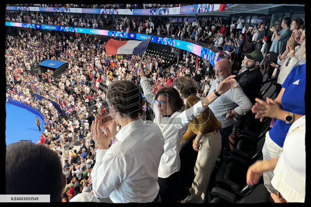 Paris 2024 - Rachida Dati Celebrates Gold Medal of Leon Marchand