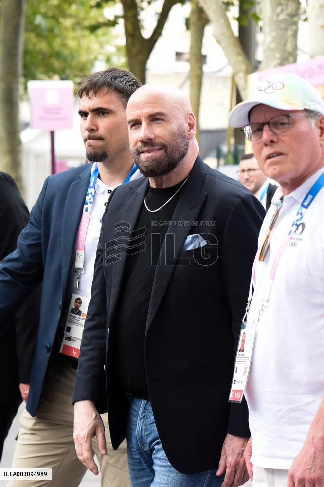 Paris 2024 - John Travolta And Daughter Arrive At Gymnastics