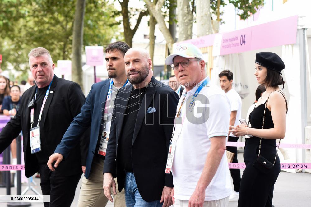 Paris 2024 - John Travolta And Daughter Arrive At Gymnastics