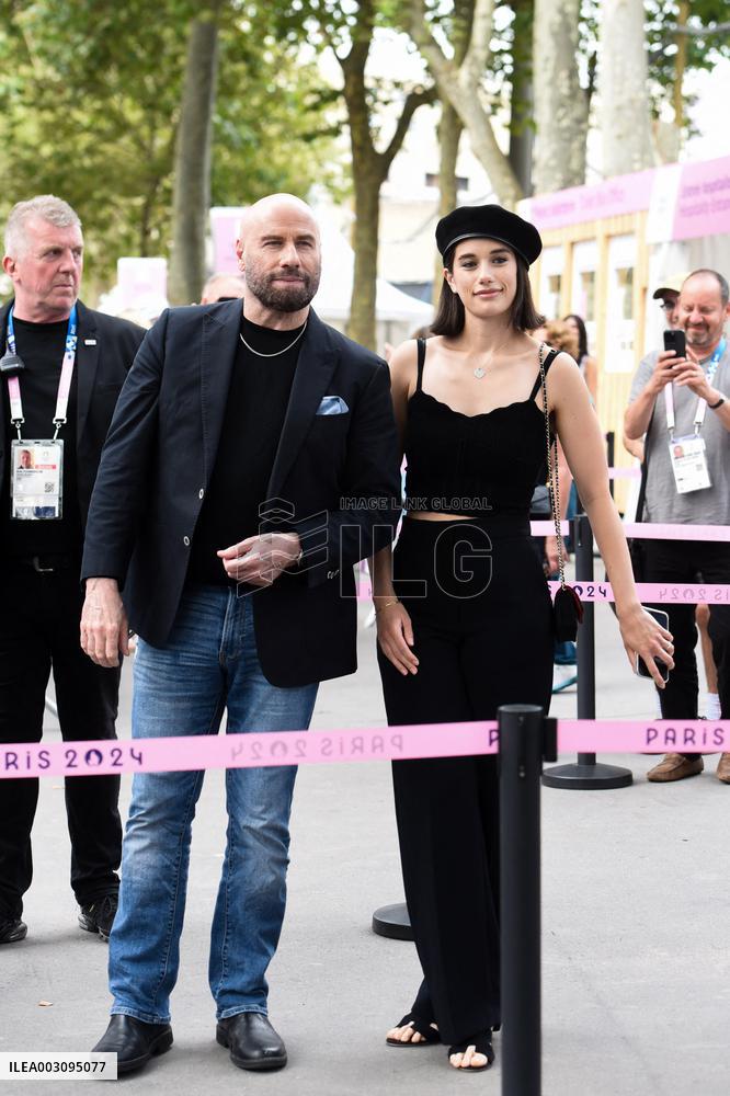 Paris 2024 - John Travolta And Daughter Arrive At Gymnastics