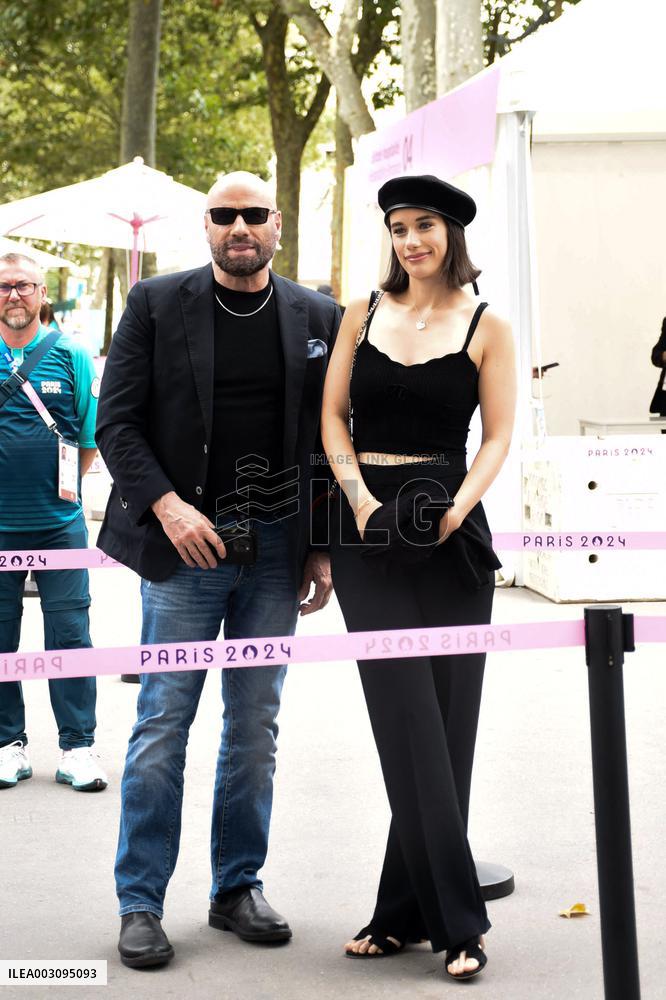Paris 2024 - John Travolta And Daughter Arrive At Gymnastics