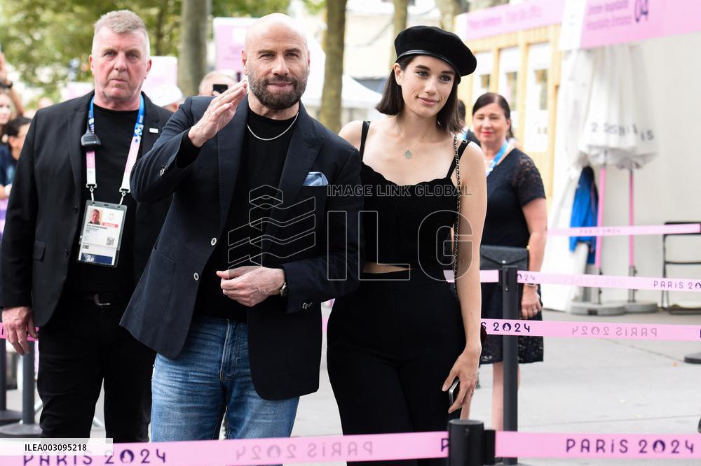 Paris 2024 - John Travolta And Daughter Arrive At Gymnastics