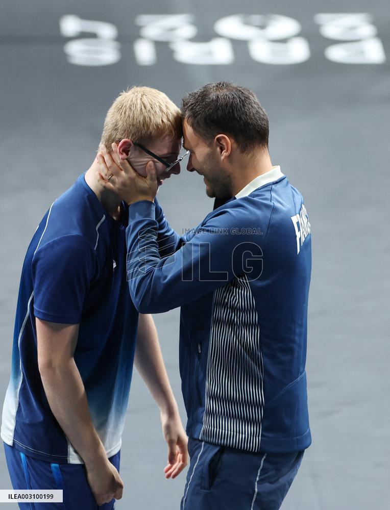 Paris 2024 - Felix Lebrun of France won men's singles bronze medal match