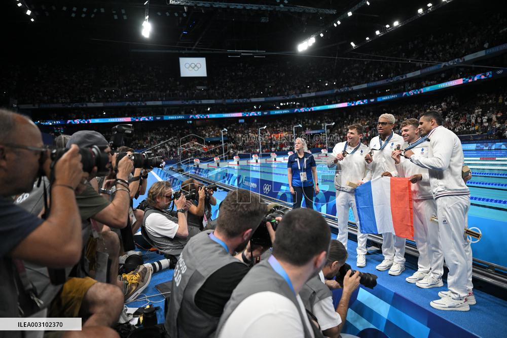 Paris 2024 - 4x100 Medley Relay - Team France Wins Bronze