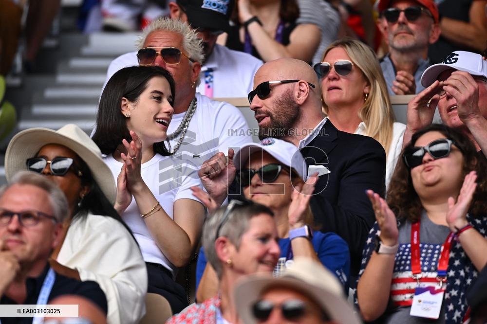 Paris 2024 - Tennis - John Travolta and Daughter In The Stands