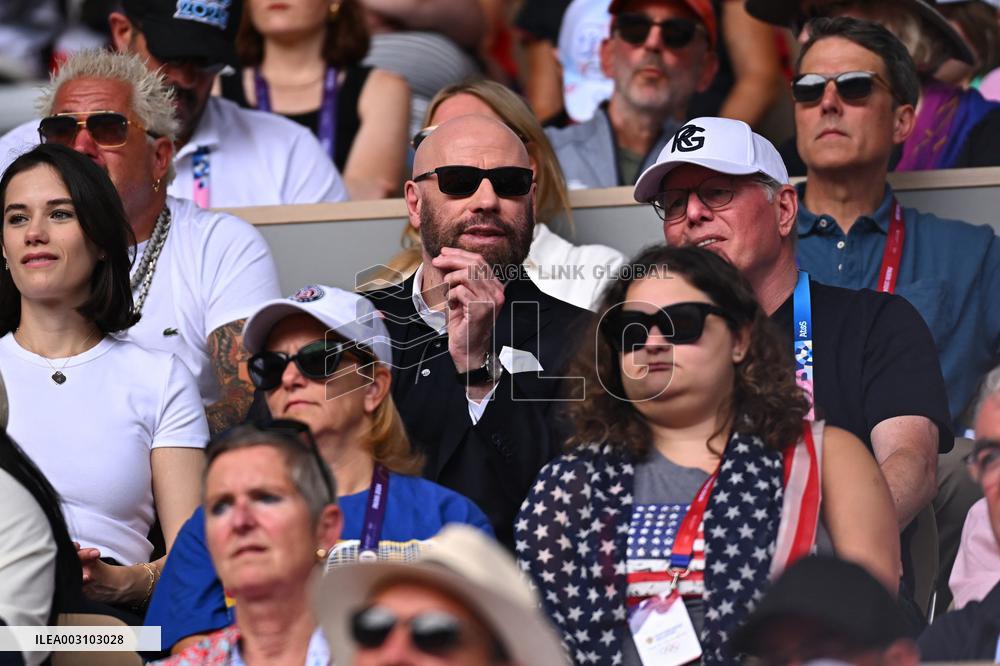 Paris 2024 - Tennis - John Travolta and Daughter In The Stands