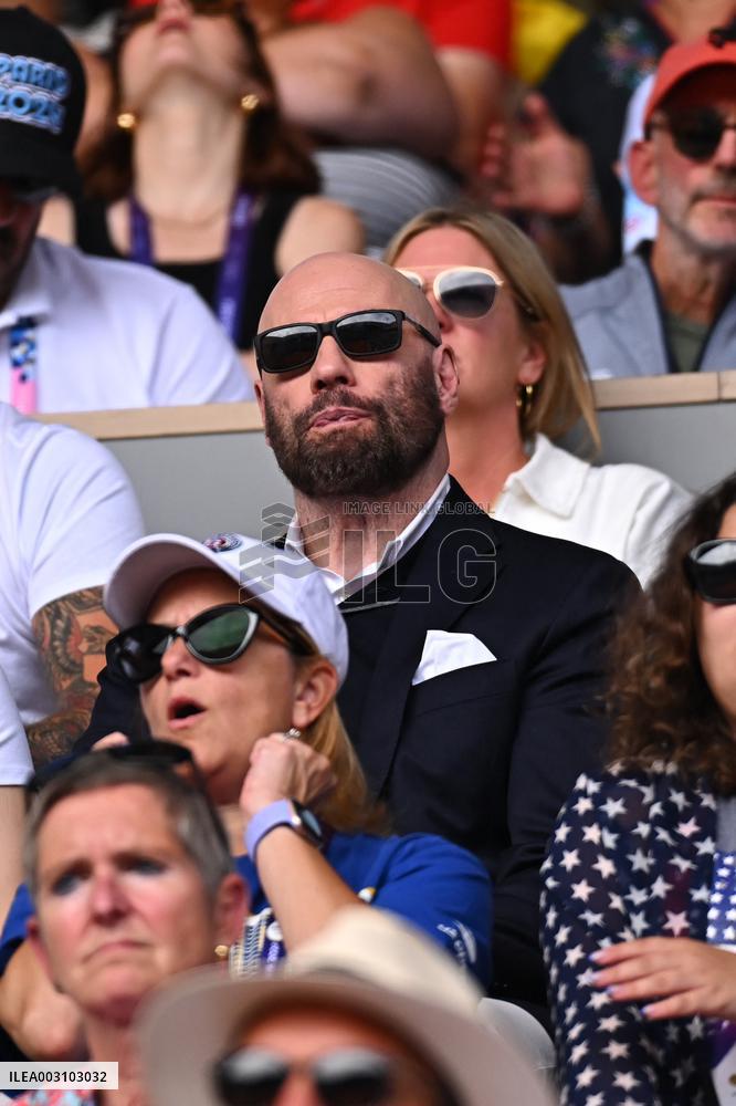 Paris 2024 - Tennis - John Travolta and Daughter In The Stands