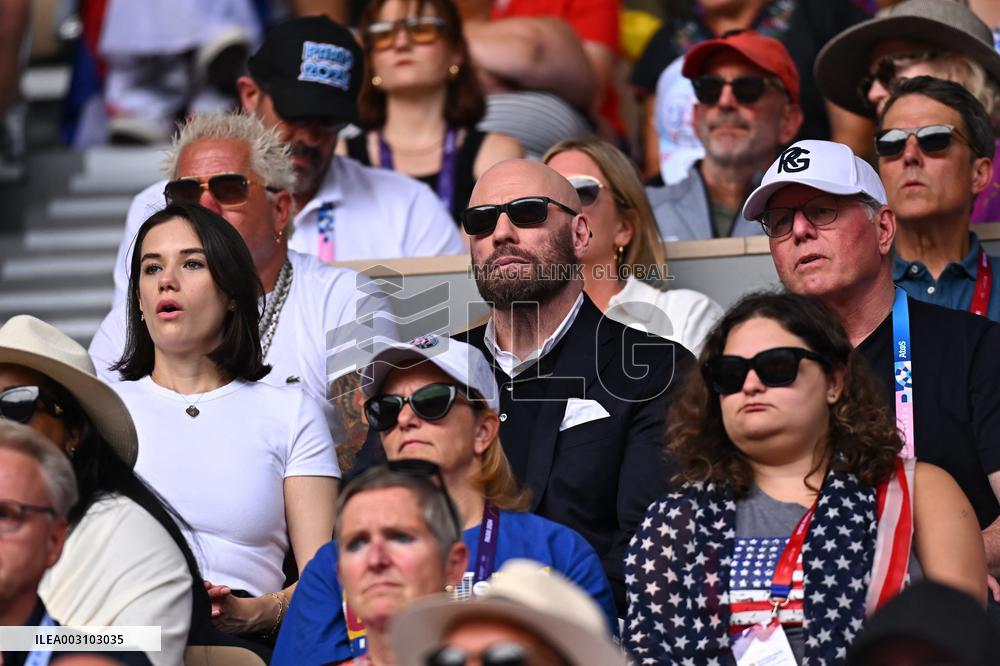 Paris 2024 - Tennis - John Travolta and Daughter In The Stands