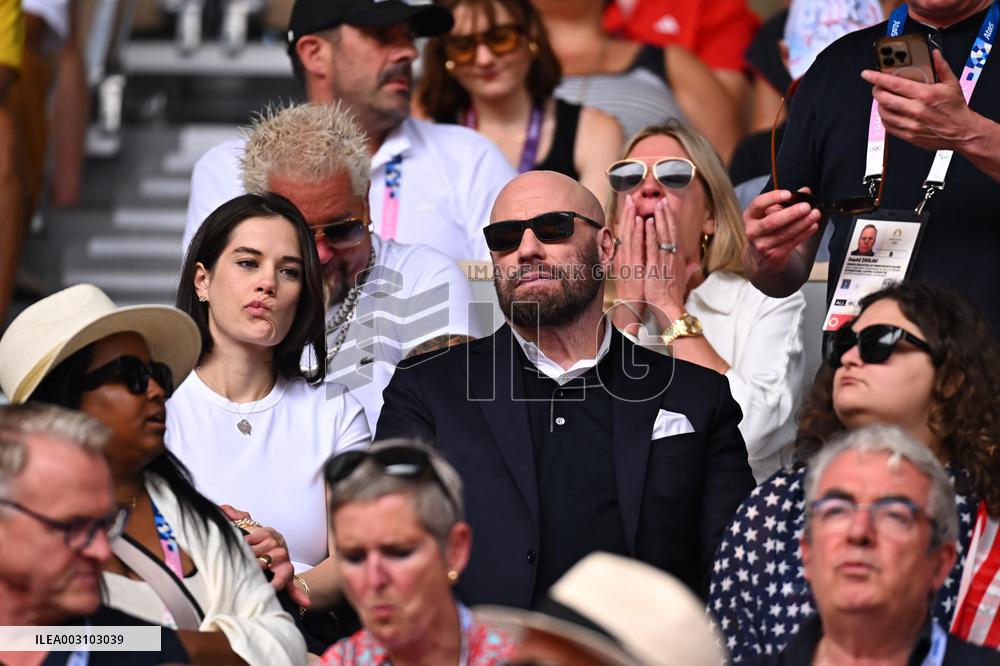Paris 2024 - Tennis - John Travolta and Daughter In The Stands