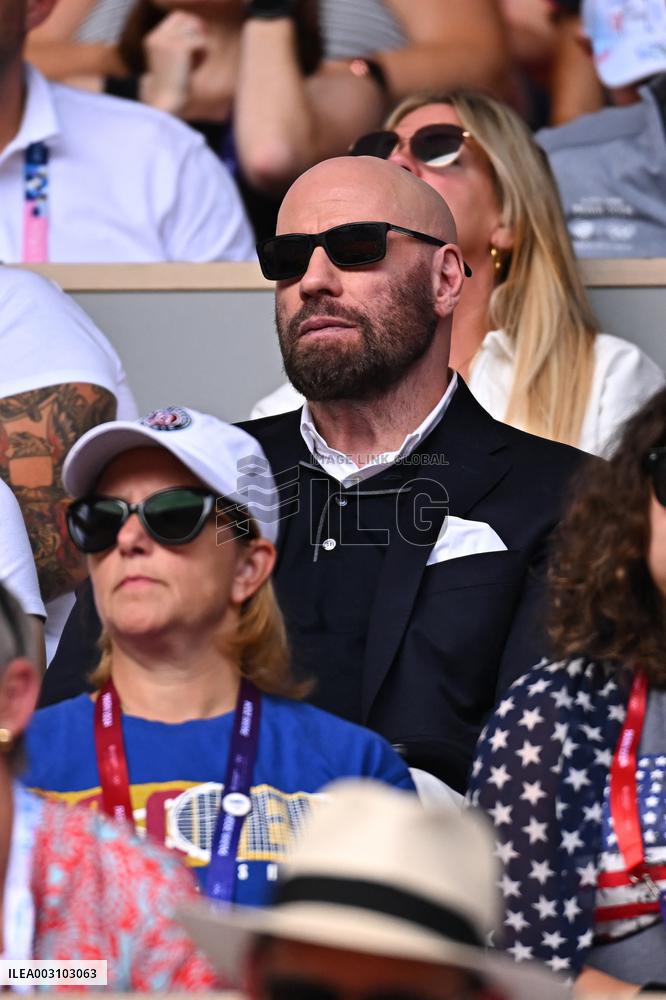 Paris 2024 - Tennis - John Travolta and Daughter In The Stands