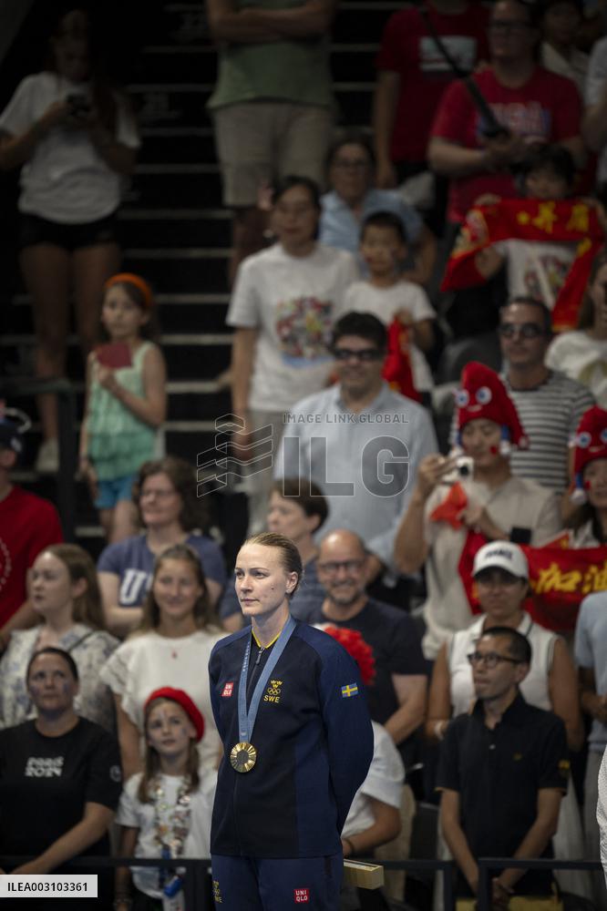 Paris 2024 - Gold medallist Sweden's Sarah Sjoestroem  women's 50m freestyle swimming