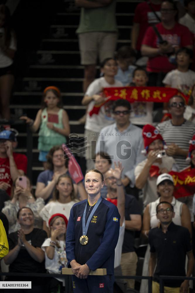 Paris 2024 - Gold medallist Sweden's Sarah Sjoestroem  women's 50m freestyle swimming