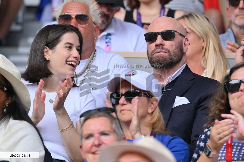 Paris 2024 - John Travolta And Ella Blue Travolta At Tennis Final