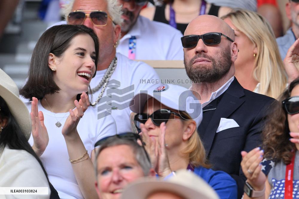 Paris 2024 - John Travolta And Ella Blue Travolta At Tennis Final