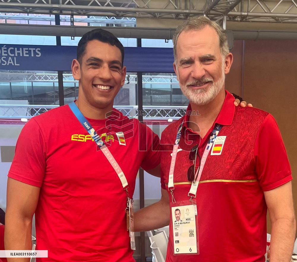 Paris 2024 - King Felipe Visits The Olympic Village