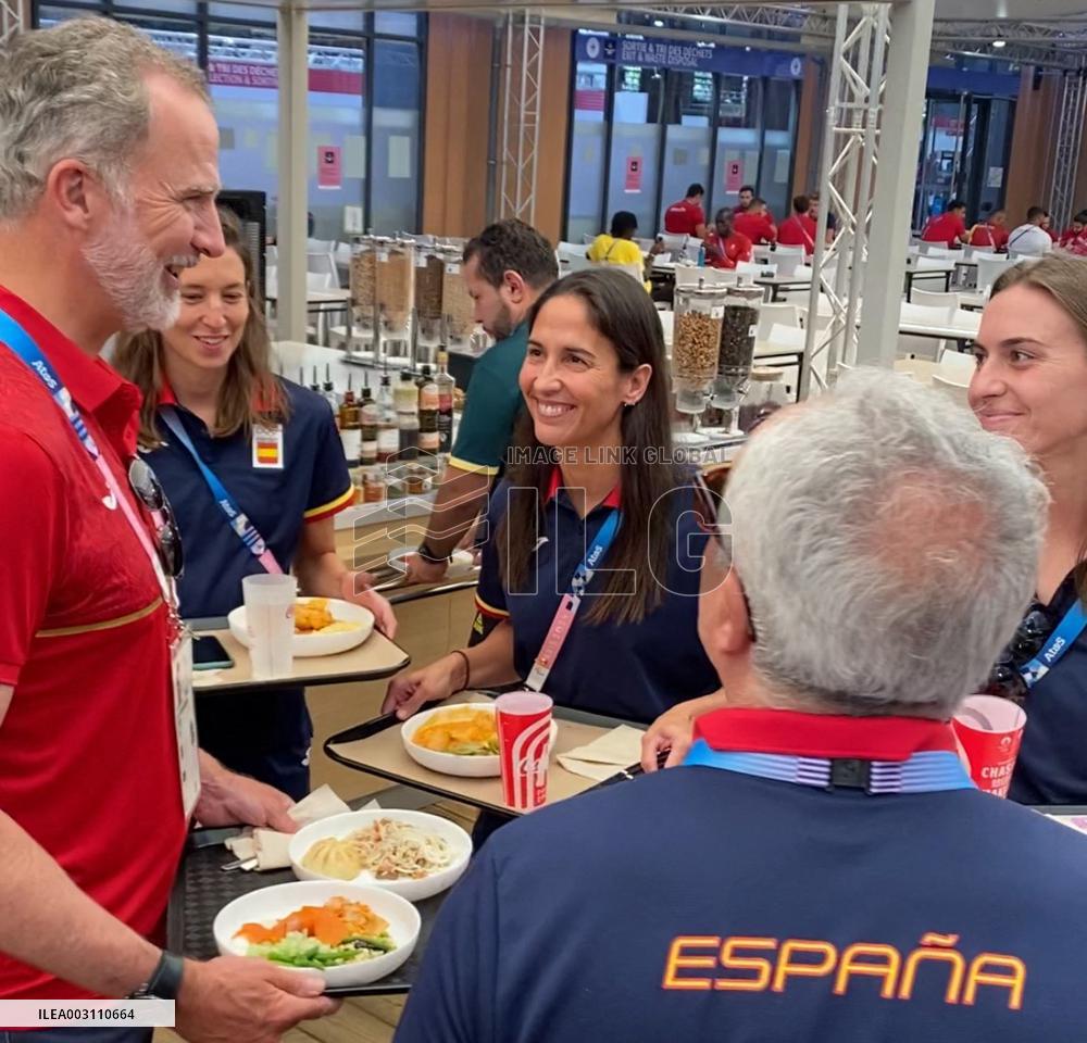 Paris 2024 - King Felipe Visits The Olympic Village