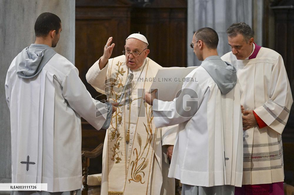 Pope Francis Leads The Vespers - Rome