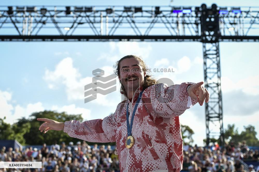 Paris 2024 - Fans cheer medalists at the Parc des Champions in Paris FA