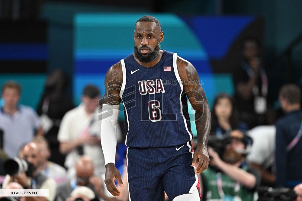 Paris 2024 - Basketball - Lebron James at USA v Brazil