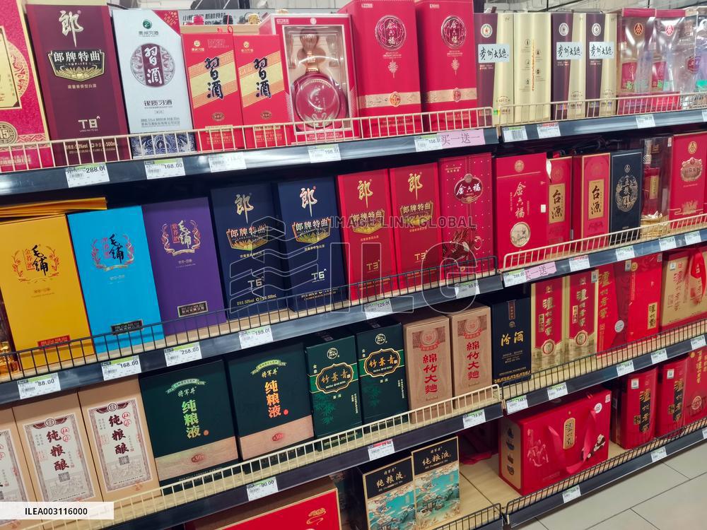 Liquor on Sale at A Supermarket in Yichang