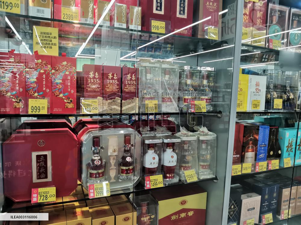 Liquor on Sale at A Supermarket in Yichang