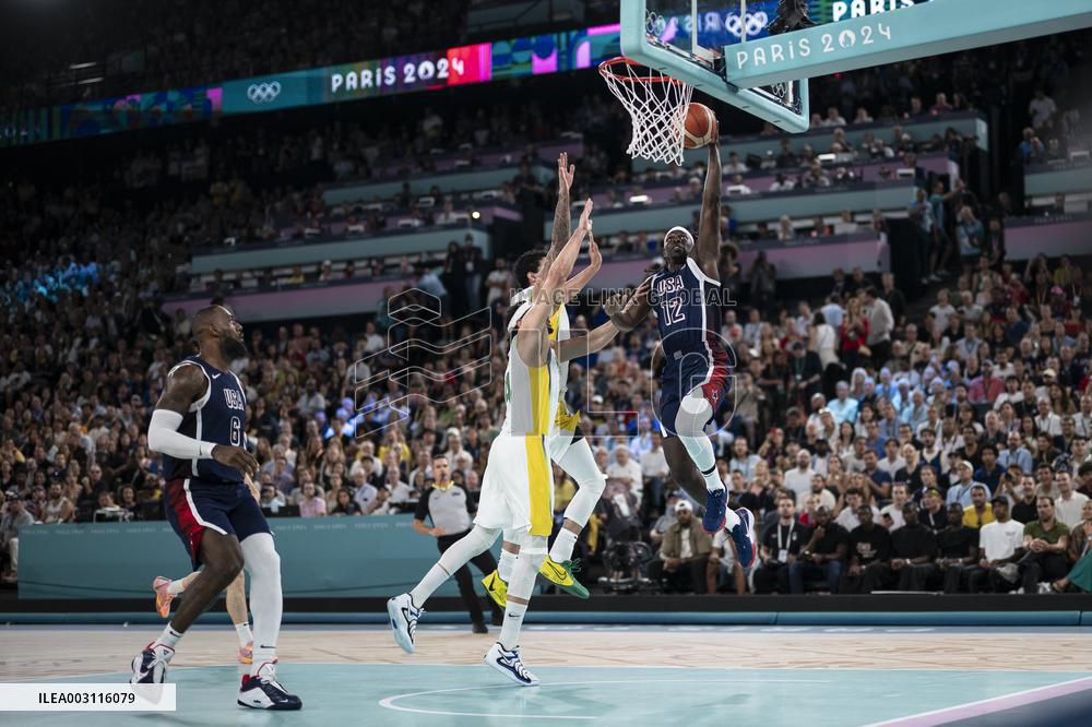 Paris 2024 - men's quarterfinal basketball match between Brazil and the USA