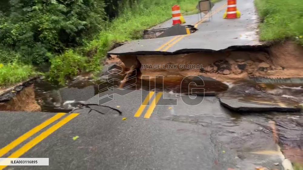 US: Tropical Storm Debby Washes Away Vital Road In Pierce County, Georgia
