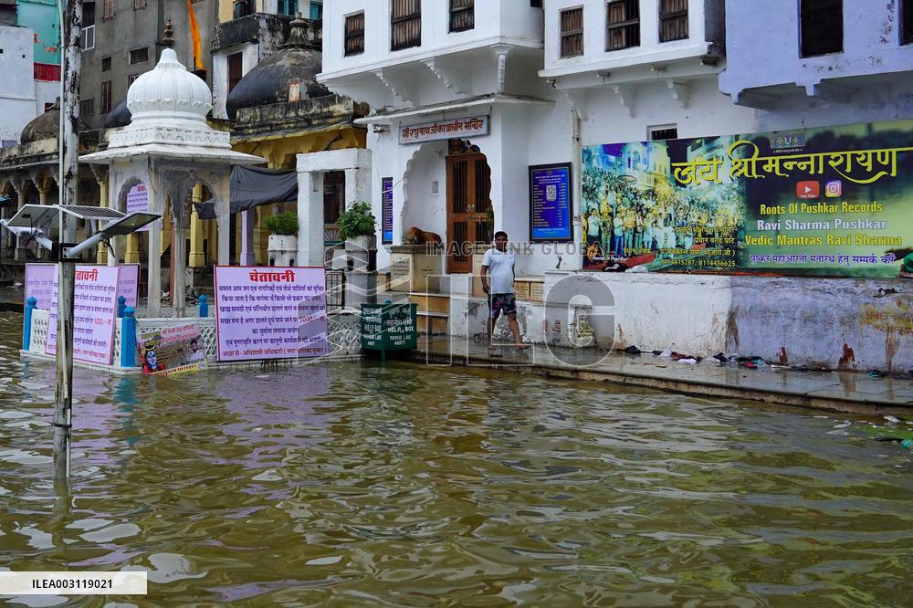 Pushkar Lake Brims With Water - India