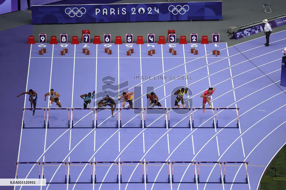(PARIS2024) FRANCE-PARIS-OLY-ATHLETICS-110M HURDLES-MEN