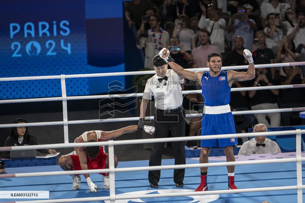 Paris 2024 - Cuba's Alvarez Beats France’s Oumiha In The Men's 63.5kg Final