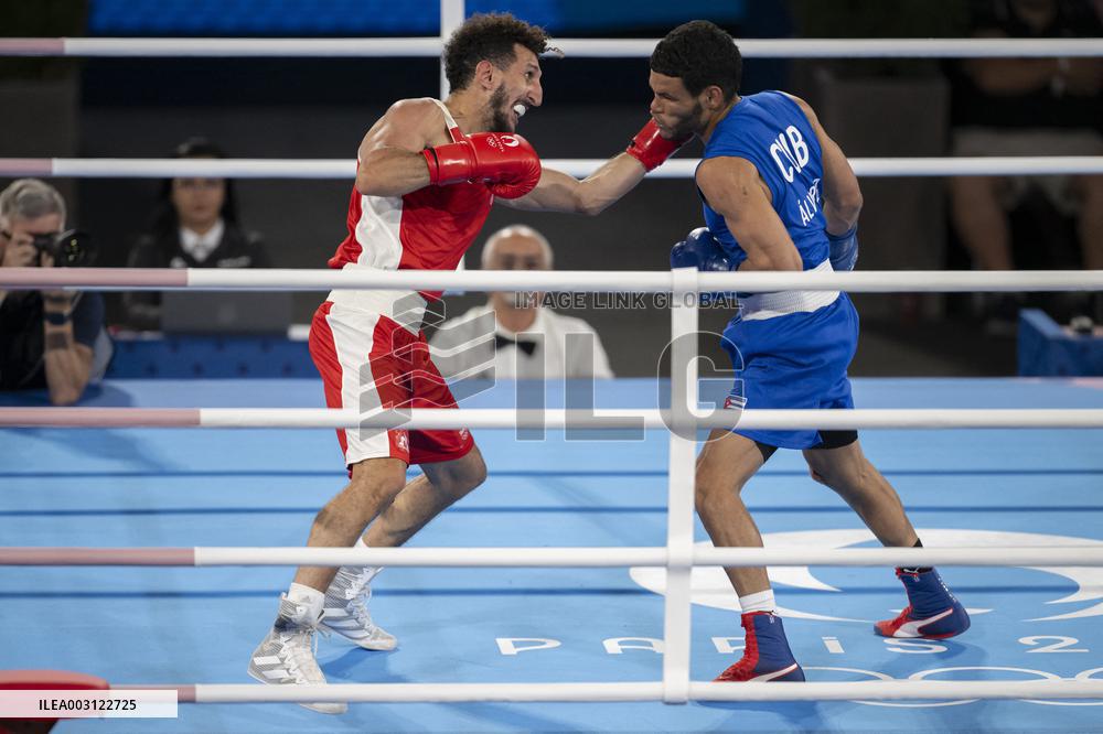 Paris 2024 - Cuba's Alvarez Beats France’s Oumiha In The Men's 63.5kg Final