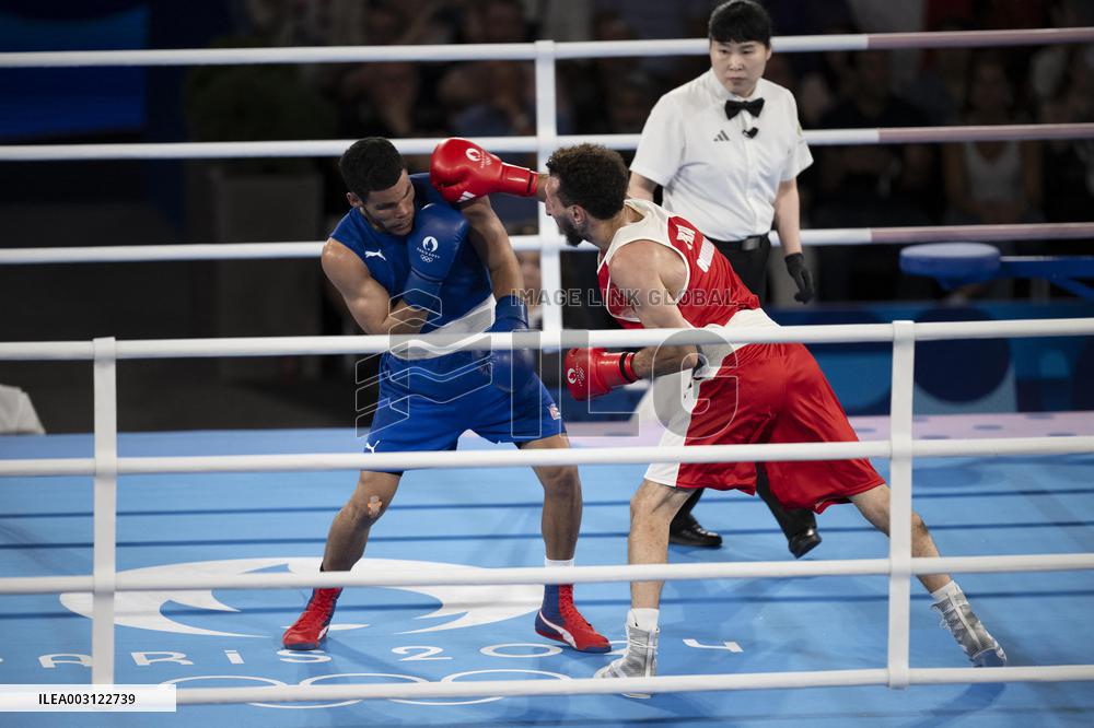Paris 2024 - Cuba's Alvarez Beats France’s Oumiha In The Men's 63.5kg Final