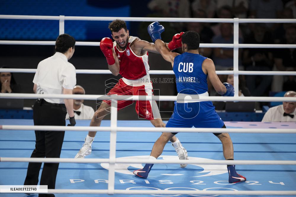 Paris 2024 - Cuba's Alvarez Beats France’s Oumiha In The Men's 63.5kg Final