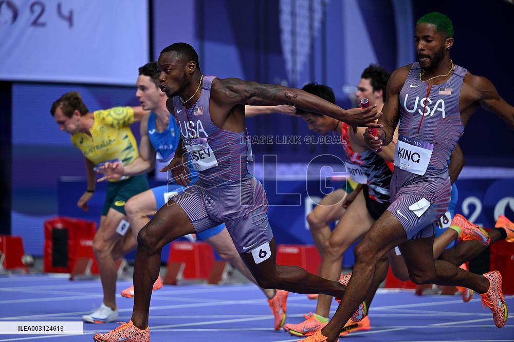 (PARIS2024) FRANCE-PARIS-OLY-ATHLETICS-4X100M RELAY-MEN