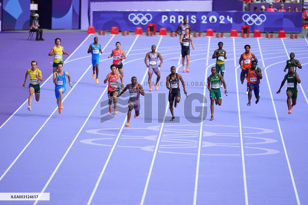 (PARIS2024) FRANCE-PARIS-OLY-ATHLETICS-4X100M RELAY-MEN