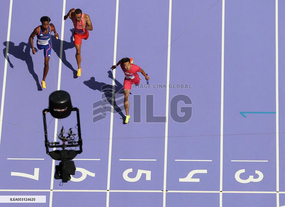 (PARIS2024) FRANCE-PARIS-OLY-ATHLETICS-4X100M RELAY-MEN