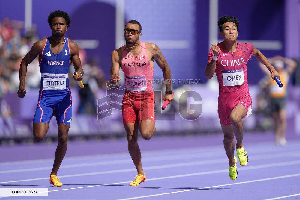 (PARIS2024) FRANCE-PARIS-OLY-ATHLETICS-4X100M RELAY-MEN
